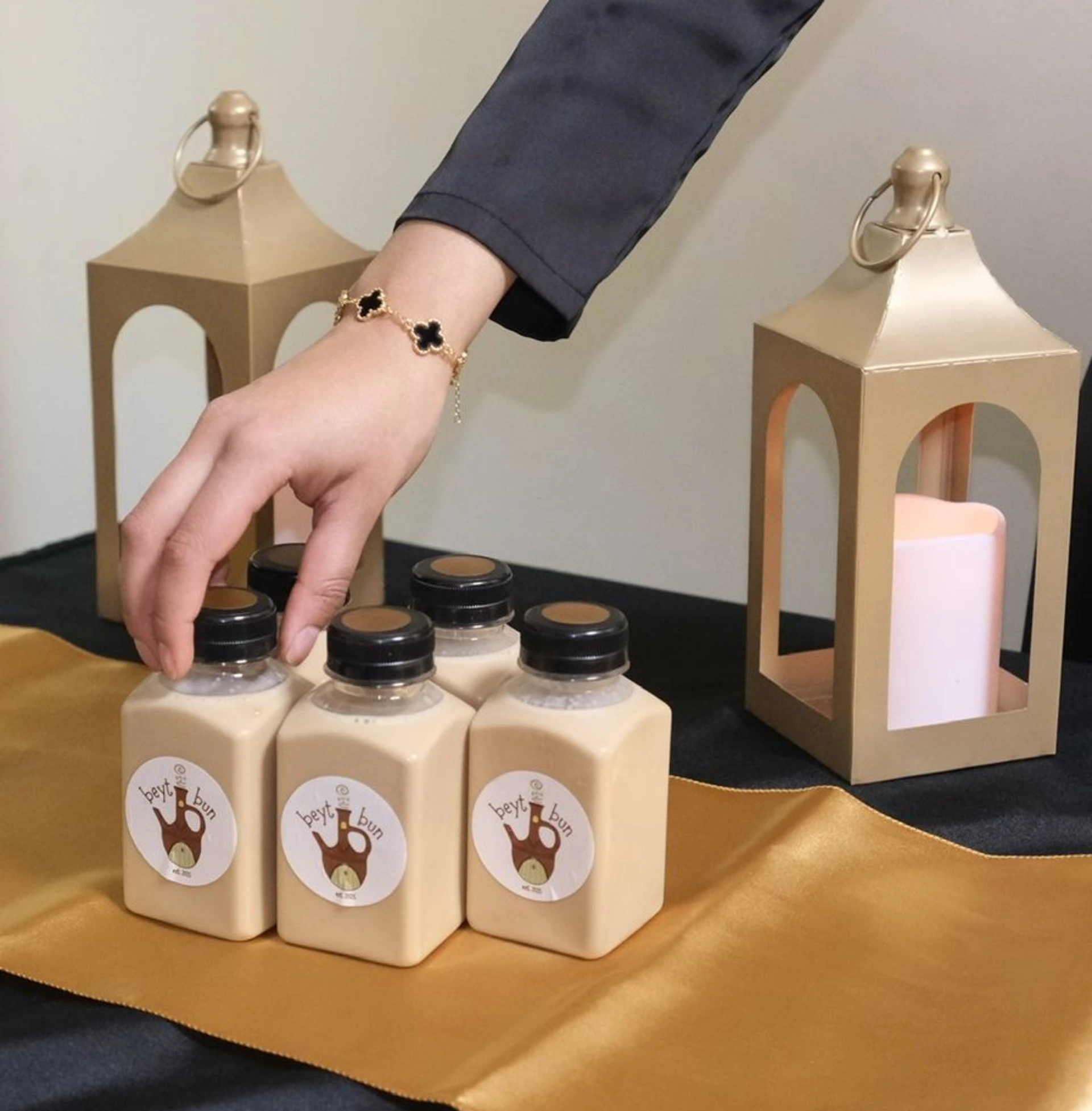 bottled latte catering display chicago event drink station